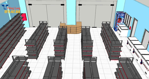 thiết kế 3D siêu thị 200m2